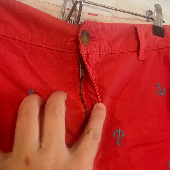 Old Navy Shorts Womens Pink Coral Blue Embroidered Anchors Cotton Nautical Sz 14 - Picture 9 of 14